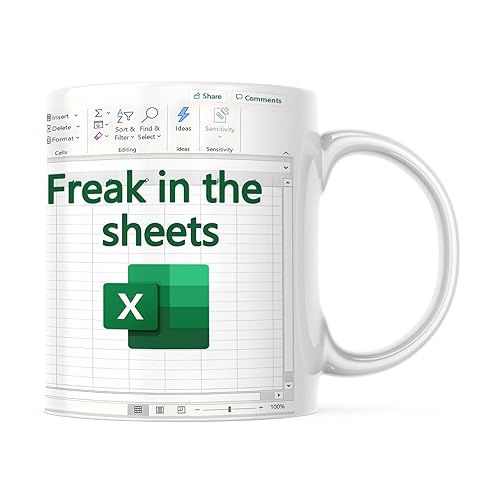 Aigori Funny Excel Coffee Mug, Freak In The Sheets Mug, Spreadsheet Excel Cup, Gifts for CPA CFO Coworkers Accounting Boss Friends, Novelty Gifts for Birthday Christmas New Year Men Women - White