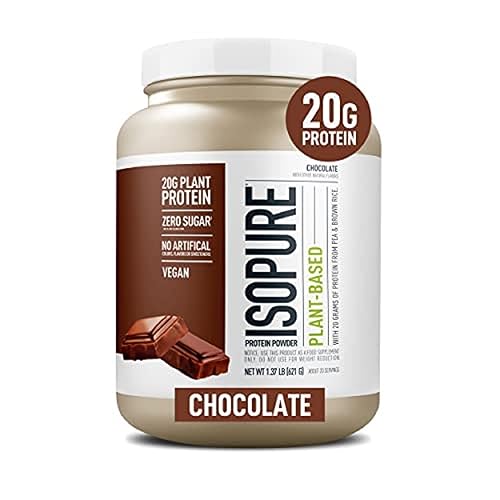 Isopure Plant-Based Protein Powder, Lactose Free, Gluten Free, With Iron, Chocolate, 20g Plant Protein Per Serving, 1.37 Lbs, 20 Servings - Chocolate - 20 Servings (Pack of 1)