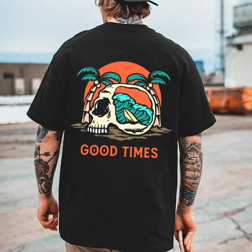 Mens Skull Beach Theme Variety T-Shirt - Style 1 / XL