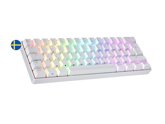 Ranked N60 Nova 60% | Hot Swappable Mekaniskt Speltangentbord | 62 tangenter RGB LED-bakgrundsbelyst för PC/Mac Gaming | QWERTY ISO SE Svensk Layout (Vit, Gateron Pro Yellow)