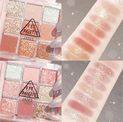 PICKX Eyeshadow Makeup Palette Matte Shimmer 9 Colors High Pigmented Colorful Creamy Texture Eye Shadow Powder Long Lasting Waterproof Eye Shadow Pallet (orange+pink) - orange+pink