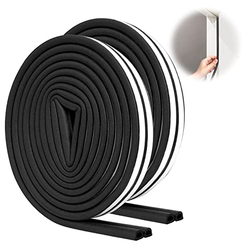 SUNMON Weather Stripping Door Seal, D-Type Strip Weather Stripping Seal Strip for Doors/Windows, Soundproofing Weatherstrip Gap Collision Avoidance 33 Feet (Black） - Z Black 10M