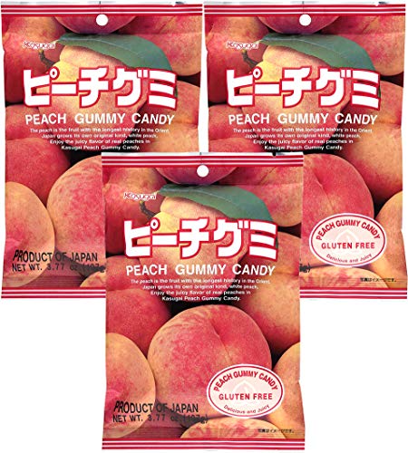 Kasugai Peach Gummy Candy 3.77oz (3 Pack) - Peach - 3.77 Ounce (Pack of 3)