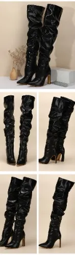 Black Goddess thigh high boots 