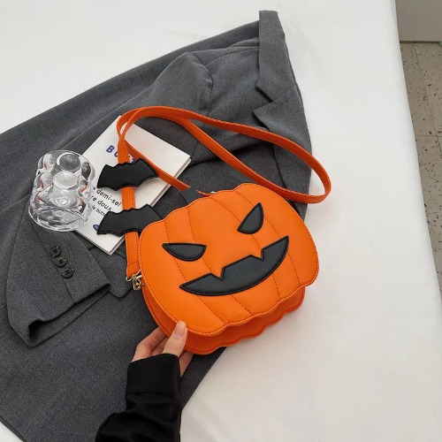 Pumpkin Halloween Jack O Lantern Bag - orange angry / 20cm x 30cm