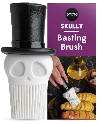 OTOTO Skully Basting Brush by - Silicone Pastry Brush, Kitchen Brush, Spooky Gifts, Skull Kitchen Accessories, Food Basting Brush for Cooking - Kitchen Gift, Kitchen Gadgets, Funny Gifts, Unique Gifts - Bronze