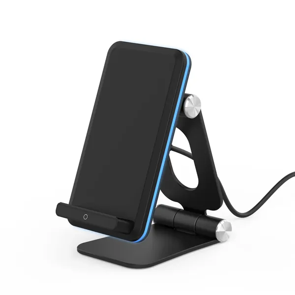 SooPii Adjustable Wireless Charger, Dual-axis Design Aluminum Alloy Stand, Breathing Blue Light, Qi-Certified 15W Max Compatible with All Qi-Enabled Phones, (No AC Adapter) - Black