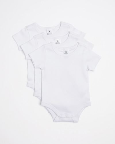 3 Pack Baby Organic Cotton Short Sleeve Bodysuits