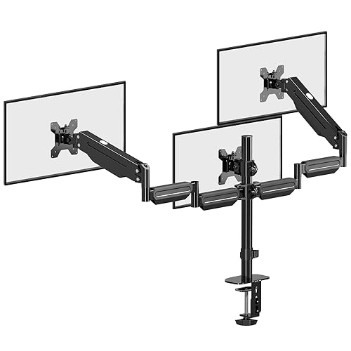 Pholiten Triple Monitor Stand,Triple Monitor Mount,Triple Gas Spring Monitor Arm,Monitor Stands for 3 Monitors,3 Monitor Desk Mount, Fits Three 17-32 inch LCD Computer Screens,Holds up to 22lb - 3 monitor - 3 mount 17-32 "screen