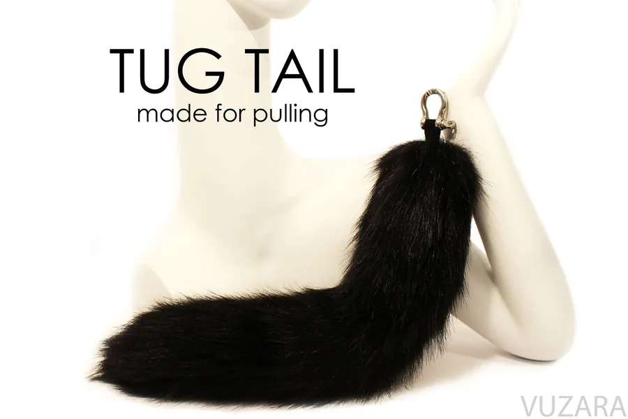 fox tail black tail cosplay tail TUG TAIL kitsune tail black cat tail kitten tail cosplay tail fluffy tail furry tail cat petplay tail anime