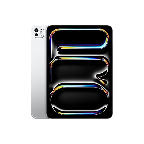 Apple iPad Pro 11 (M4) : Écran Ultra Retina XDR, 256 Go, Caméra Avant 12 Mpx Horizontale/Appareil Photo arrière 12 Mpx, Wi-FI 6E + 5G, Autonomie d’Une journée, Verre Standard - Argent - Argent - 256 Go - Wi-Fi + Cellular - Verre standard