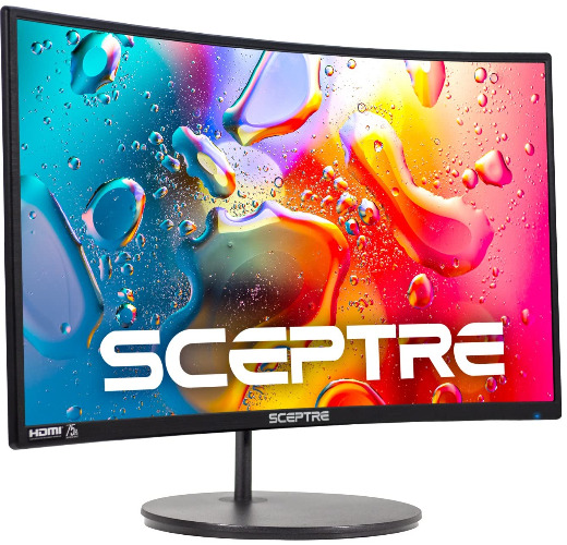 Sceptre 27" Curved 75Hz LED Monitor HDMI VGA Build-in Speakers, Edge-Less Metal Black 2019 (C275W-1920RN)