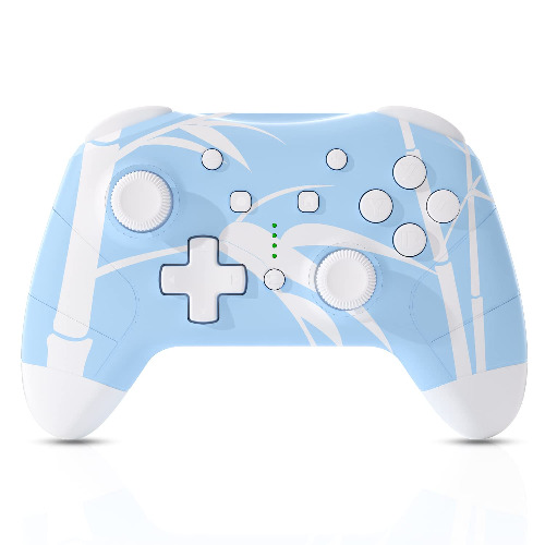 Wireless Switch Pro Controller for Switch/Lite/OLED, Wireless Pro Controller with Headphone Jack, Support Wake-Up Turbo Vibration Motion, Bamboo Blue