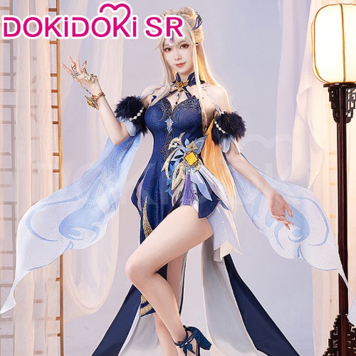 DokiDoki-SR Game Genshin Impact Ningguang New Skin Cosplay Orchid's Evening Gown Ning Guang Cosplay | Costume Only-XL-Order Processing Time Refer to Description Page
