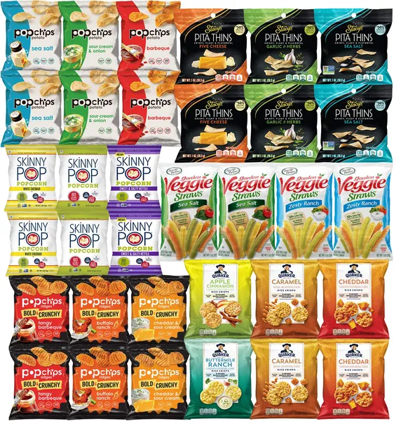 Snacks Variety Pack for Adults - Healthy Snack Bag Care Package - Bulk Assortment (34 pack) - 