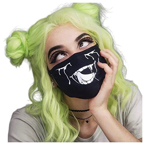Skateboard Frog Women Goth Printed Masks Reusable Cloth Cosplay Face Mask Balaclava - Black - 1 Count (Pack of 1)