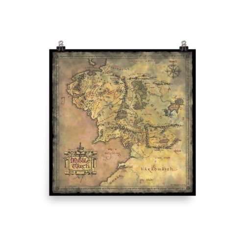 The Lord of the Rings Map Of Middle Earth Premium Satin Poster | 24" x 24"