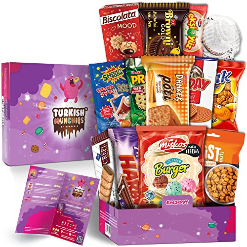 Turkish Munchies by Muekzoin Midi International Snack Box | Premium and Exotic Foreign Snacks | Unique Snack Food Gifts Included | Try Extraordinary Turkish Gourmet Snacks | Candies from Around the World | Fantastic Space Themed Box | 12 Full-Size Snacks - Cherry - 12 Count (Pack of 1)