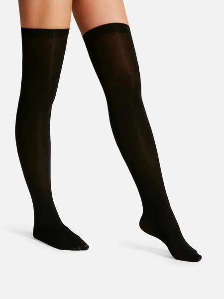 1 par Calcetines de longitud de muslo sobre rodilla negro largo