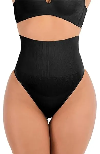 FUT Shapewear Tummy Control Thong for Women Mid-Waist Underwear Seamless Girdle Body Shaper Panties
