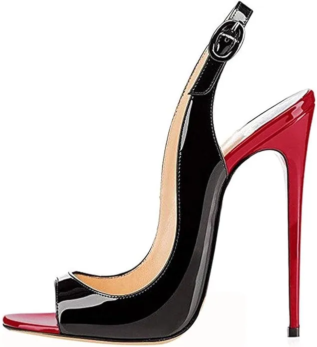 Mettesally Women's Peep Toe Platform Sandals Stiletto Heel Open Toe Pumps Party Dress Shoes - 7 Blackred
