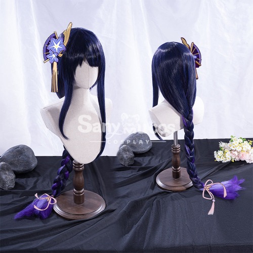 【In Stock】Game Genshin Impact Inazuma Baal Raiden Shogun Blue and Purple Gradient Long Weave Cosplay Wig