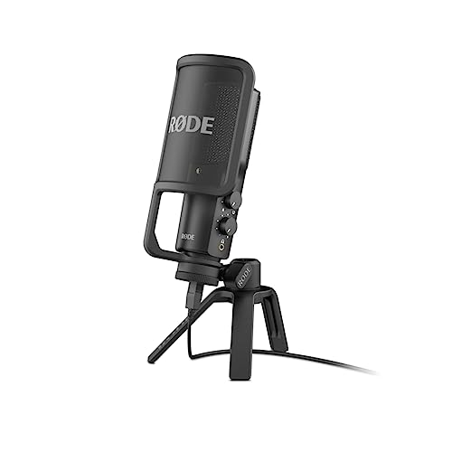 RØDE NT-USB Versatile Studio-quality Condenser USB Microphone with Pop Filter and Tripod for Streaming, Gaming, Podcasting, Music Production, Vocal and Instrument Recording - NT-USB - Black
