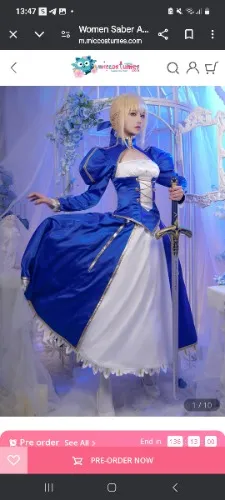 FSN Saber Altria Cosplay Costume 