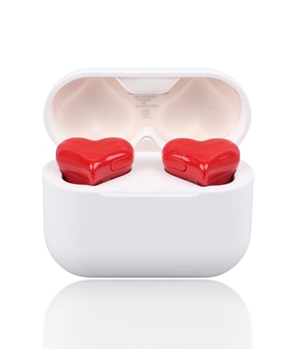 Jectse Wireless Earbuds, Heart Shaped Bluetooth Headphones Noise Canceling Stereo in Ear Light Weight Earphones Cordless Earphone for Sports