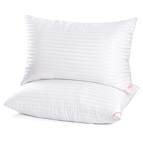 EIUE Hotel Collection Bed Pillows for Sleeping 2 Pack Queen Size，Pillows for Side and Back Sleepers,Super Soft Down Alternative Microfiber Filled Pillows,20 x 30 Inches - White - Queen (Pack of 2)