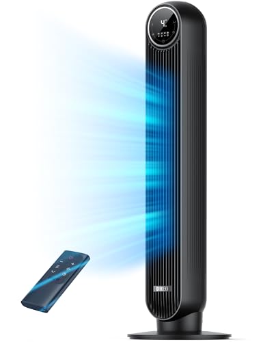Dreo Tower Fan for Bedroom, 25ft/s Velocity Quiet Floor Fan, 90° Oscillating Fans for Indoors with 4 Speeds, 4 Modes, 8H Timer, Standing Fans, Bladeless Fan, Black, Nomad One (DR-HTF007) - Black - Tower Fan