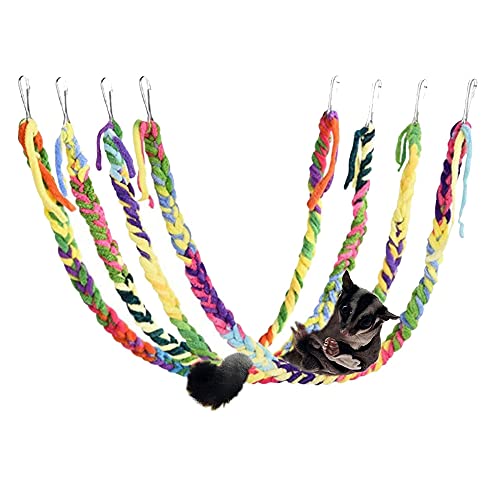 Handmade Sugar Glider Toys for Climbing/Exercising/Jungle Exploration, Hanging Toy Cage Accessories, Rat Toys, Bird Rope Perch Swing Toy, Random Color, 4 pack - 23" Lengh - Random - 4 Pack
