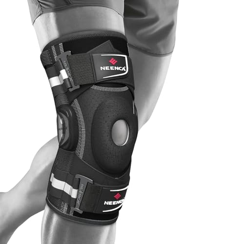 NEENCA Professional Knee Brace for Knee Pain, Hinged Knee Support with Patented X-Strap Fixing System, Medical for Pain Relief, Arthritis, Meniscus Tear, ACL, PCL, MCL, Runner, Sport -FSA/HSA Eligible - Medium - Black - Single
