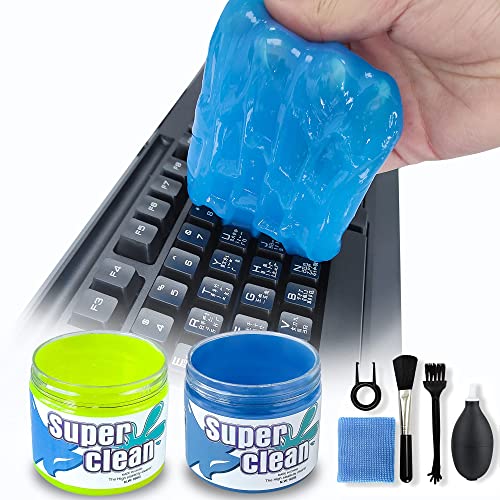 2 Pack Keyboard Cleaner, Dust Cleaning Gel with 5 Keyboard Cleaning Kit Detailing Cleaning Putty for Car Dash & Vent Universal Office Electronics Cleaning Kit Laptop, Calculators, Speakers & Printers - 2 Pcs