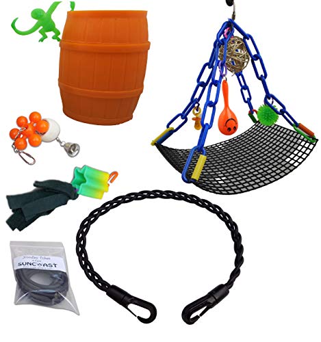 Sugar Glider Toy Six Pack: 6 Toys in 1 Bundle Swing, Rope Toy, Foraging Toy, Reset Toy, Tug Toy, Spring Toy