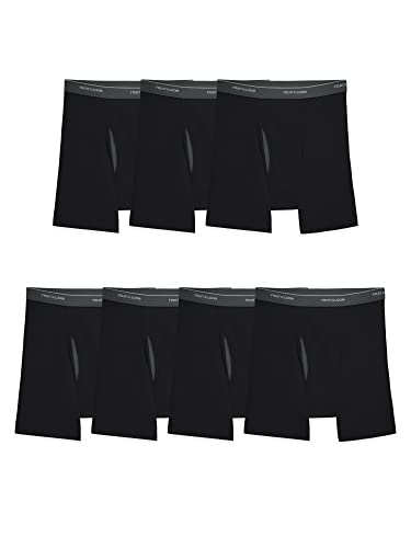 Fruit of the Loom Men's Coolzone Boxer Briefs, Moisture Wicking & Breathable, Assorted Color Multipacks - 7 - 7 Pack - Black - Medium