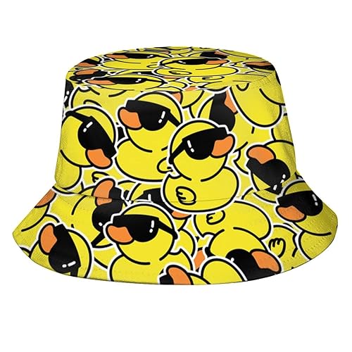 Funny Duck Bucket Hat Fisherman Hat Beach Travel Sun Hat Outdoor Cap for Unisex Men Women - One Size - Rubber Duck8