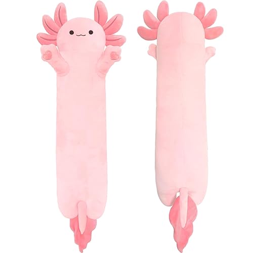 YUNCOL Axolotl Plush,Long Axolotl Plush Toys Pillow,19.6 Inch Cute Axolotl Stuffed Animal,Axolotl Plush Toy Gift for Girls Boys - Pink Axolotl - 50cm/19.6inch