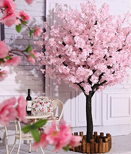Vicwin-One Artificial Cherry Blossom Trees Handmade Light Pink Tree with Base Indoor Outdoor Home Office Party Wedding (6FT Tall/1.8M) - 6Ft Tall
