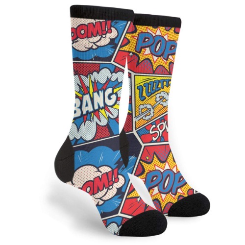 Retro Pop Art Comic Shout Unisex Adult Fun Cool 3D Print Colorful Athletic Sport Novelty Crew Tube Socks - 