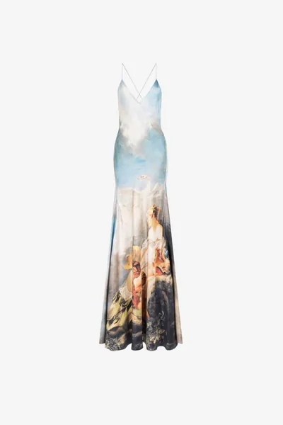Painting-Print Silk Maxi Dress