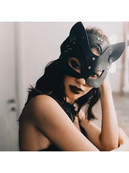 Punk Style Cat Ear Mask - Feline Halv Face Maskerad Mask Idealisk för Halloweenfest, Cosplay och festivaler, Lämplig för damer" Sexiga underkläder och underklädertillbehör