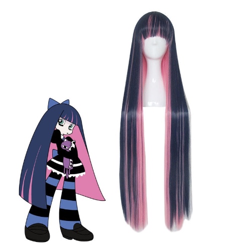 Panty & Stocking with Garterbelt Stocking Blue Mixed Red 100cm Long Straight Cosplay Wigs | 100cm/39.37inch / Blue