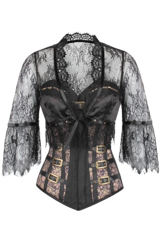 Steampunk Buckled Corset with separate Lace Bolero | 28" Corset (Suitable for 31-32" Natural Waist)