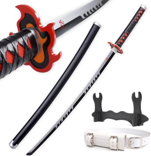 Cold Blade Carbon Steel Demon Slayer Sword, Real Metal Cosplay Anime Sword, 40 Inches, Stainless Steel, Nichirin Katana - Firegod Tanjirou