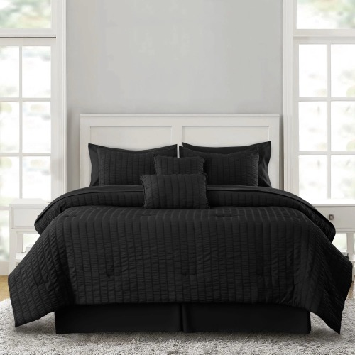 Comforter Set - 10 Piece Bedding Set with Comforter - King / Black