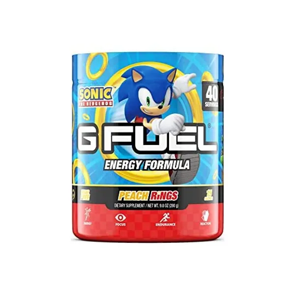 
                            G Fuel Sonic's Peach Rings Elite Energy Powder, 9.8 oz (40 Servings)
                        
