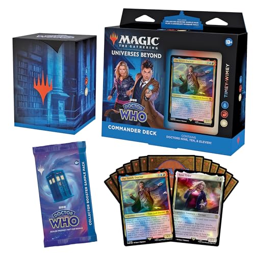 Magic The Gathering Doctor Who Commander Deck – Timey-Wimey (100-Card Deck, 2-Card Collector Booster Sample Pack + Accessories)