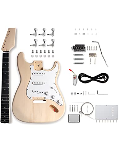 Fistrock DIY Electric Guitar Kit Beginner Kits 6 String Right Handed with Basswood Body Maple Neck Poplar Laminated Fingerboard Build Your Own Guitar.