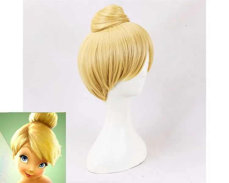 Wig Cosplay Wig Costume Wig short blonde wig for women girl Tinker Bell wig